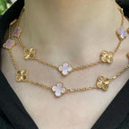 [LUXE JEWELRY]CLOVER 20 MOTIFS LASER PINK MOP NECKLACE