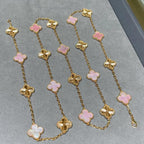 [LUXE JEWELRY]CLOVER 20 MOTIFS LASER PINK MOP NECKLACE