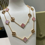 [LUXE JEWELRY]CLOVER 20 MOTIFS LASER PINK MOP NECKLACE