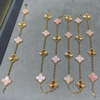 [LUXE JEWELRY]CLOVER 20 MOTIFS LASER PINK MOP NECKLACE