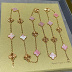 [LUXE JEWELRY]CLOVER 20 MOTIFS LASER PINK MOP NECKLACE