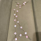 [LUXE JEWELRY]CLOVER 20 MOTIFS PINK MOP NECKLACE