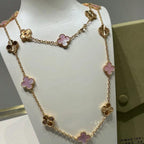 [LUXE JEWELRY]CLOVER 20 MOTIFS LASER PINK MOP NECKLACE
