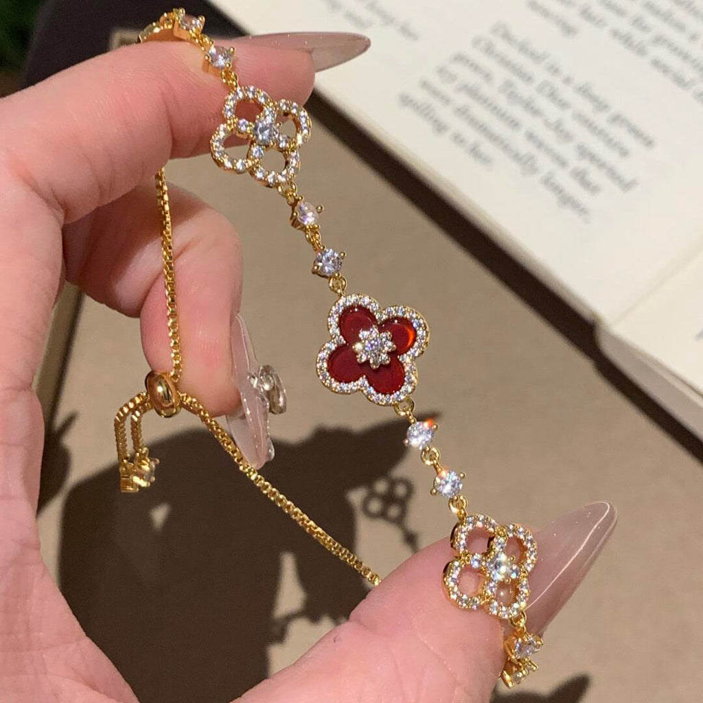 [LUXE JEWELRY]CLOVER 5 MOTIF PINK BLUE RED WHITE BRACELET