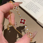 [LUXE JEWELRY]CLOVER 5 MOTIF PINK BLUE RED WHITE BRACELET
