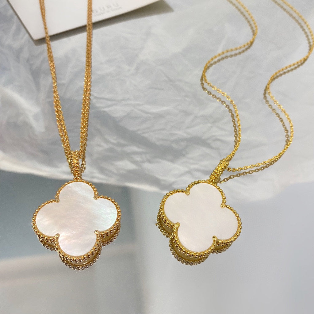[LUXE JEWELRY]CLOVER 25MM MOP LARGE PENDANT NECKLACE