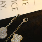 [LUXE JEWELRY]CLOVER BRACELET 5 MOTIF SILVER DIAMOND PAVED
