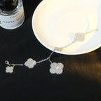 [LUXE JEWELRY]CLOVER BRACELET 5 MOTIF SILVER DIAMOND PAVED