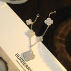 [LUXE JEWELRY]CLOVER BRACELET 5 MOTIF SILVER DIAMOND PAVED