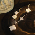 [LUXE JEWELRY]CLOVER BRACELET 5 MOTIF SILVER DIAMOND PAVED