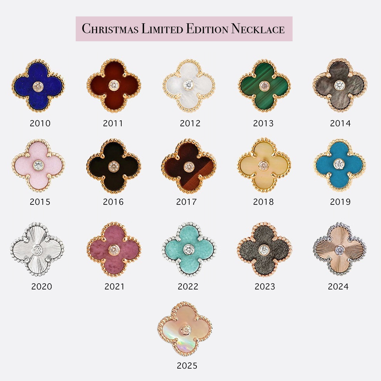 [LUXE JEWELRY]CLOVER 15MM CHRISTMAS LIMITED EDITION SINGLE FLOWER NECKLACE