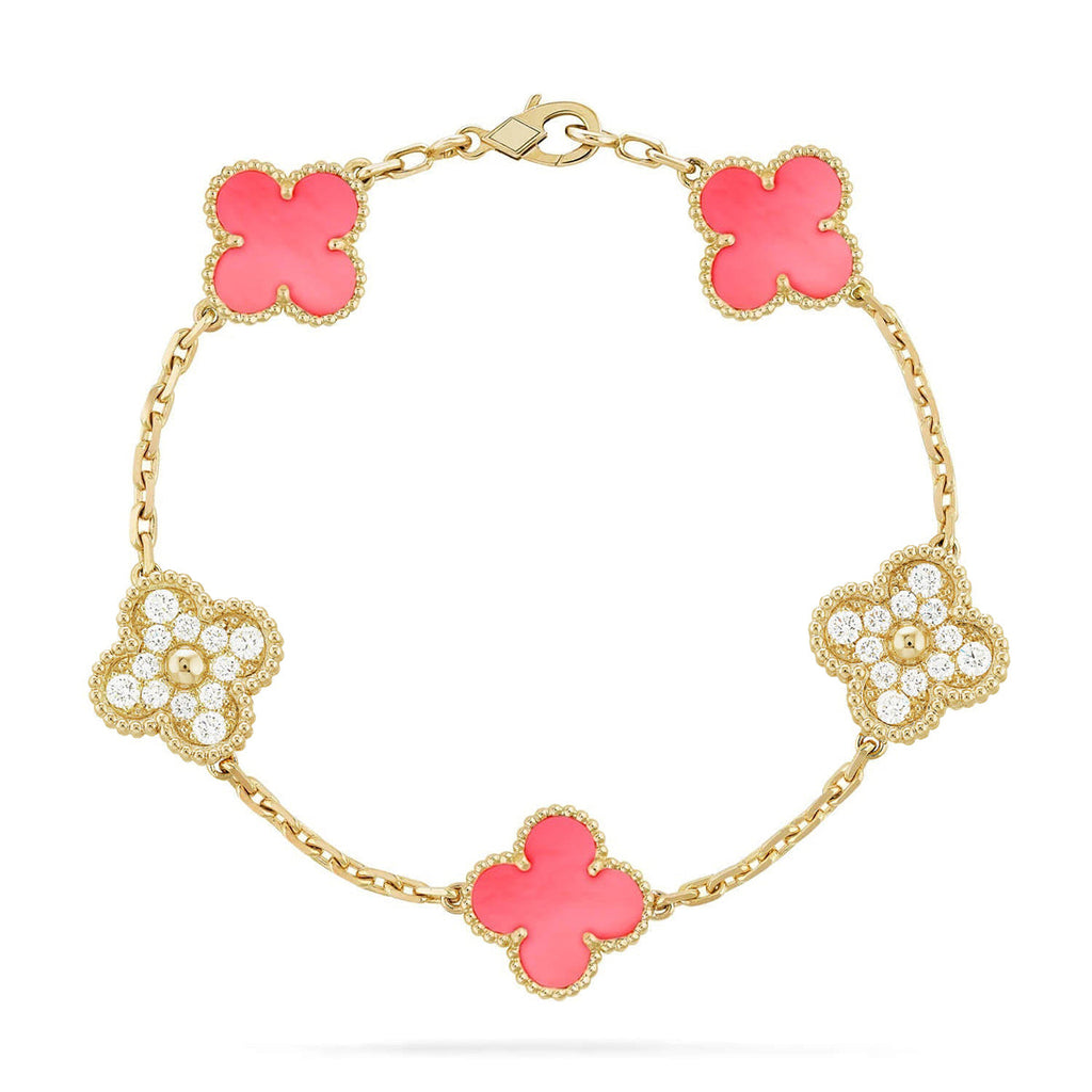 [LUXE JEWELRY] CLOVER 5 MOTIFS  PINK MOP BRACELET COLLECTION
