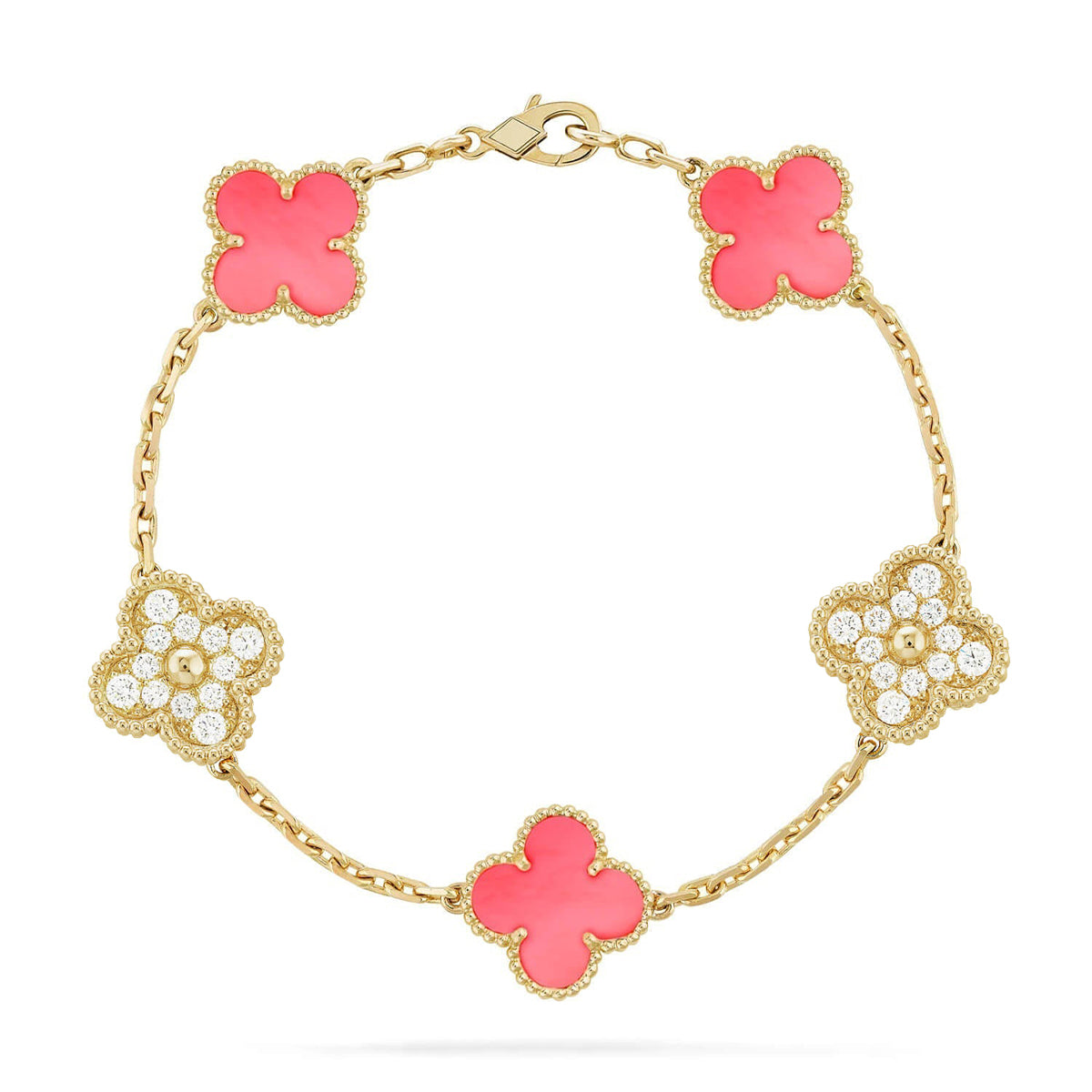 [LUXE JEWELRY] CLOVER 5 MOTIFS  PINK MOP BRACELET COLLECTION