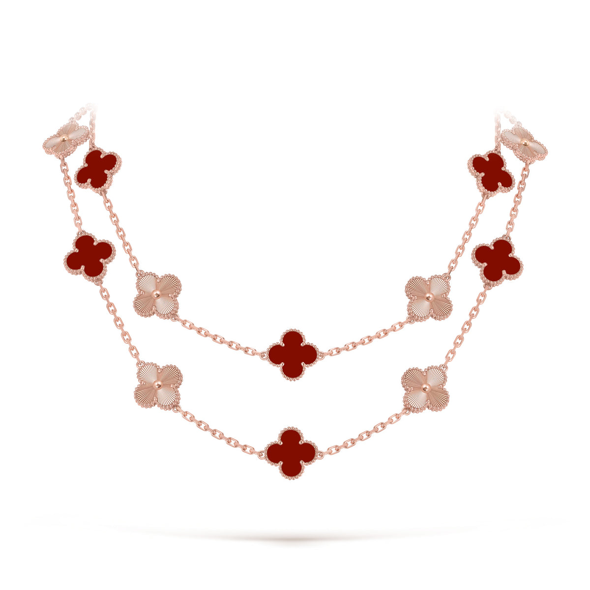 [LUXE JEWELRY]CLOVER 20 MOTIFS LASER CARNELIAN NECKLACE