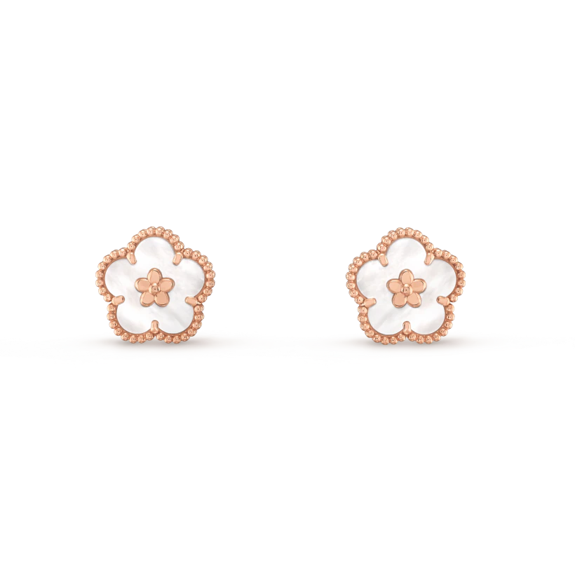 [LUXE JEWELRY]LUCKY PINK GOLD WHITE MOP EARRINGS
