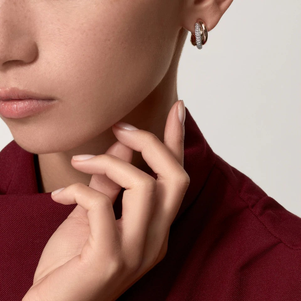 [LUXE JEWELRY] TRINITY HALF DIAMOND  CLASSIC EARRINGS