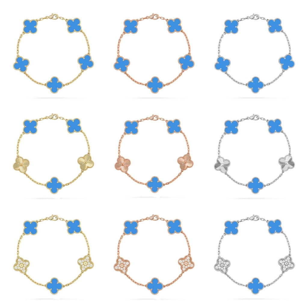 [Luxe] CLOVER 5 MOTIF BLUE AGATE BRACELET COLLECTION