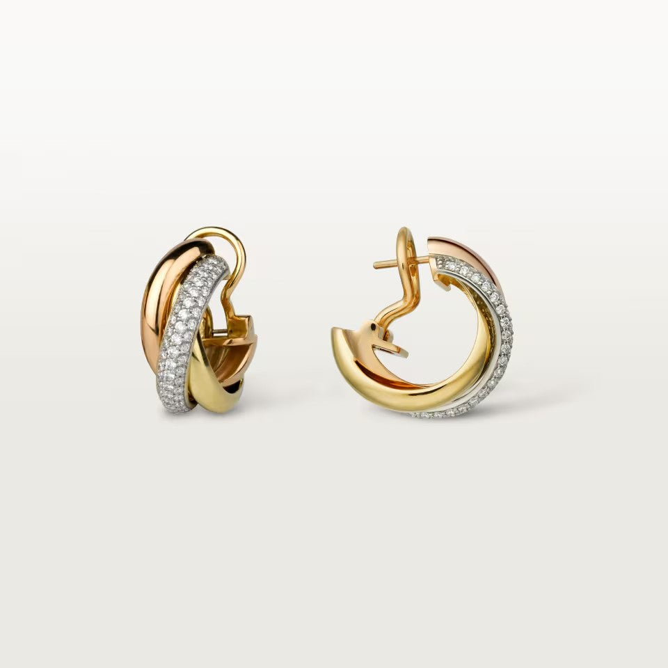 [LUXE JEWELRY] TRINITY HALF DIAMOND  CLASSIC EARRINGS
