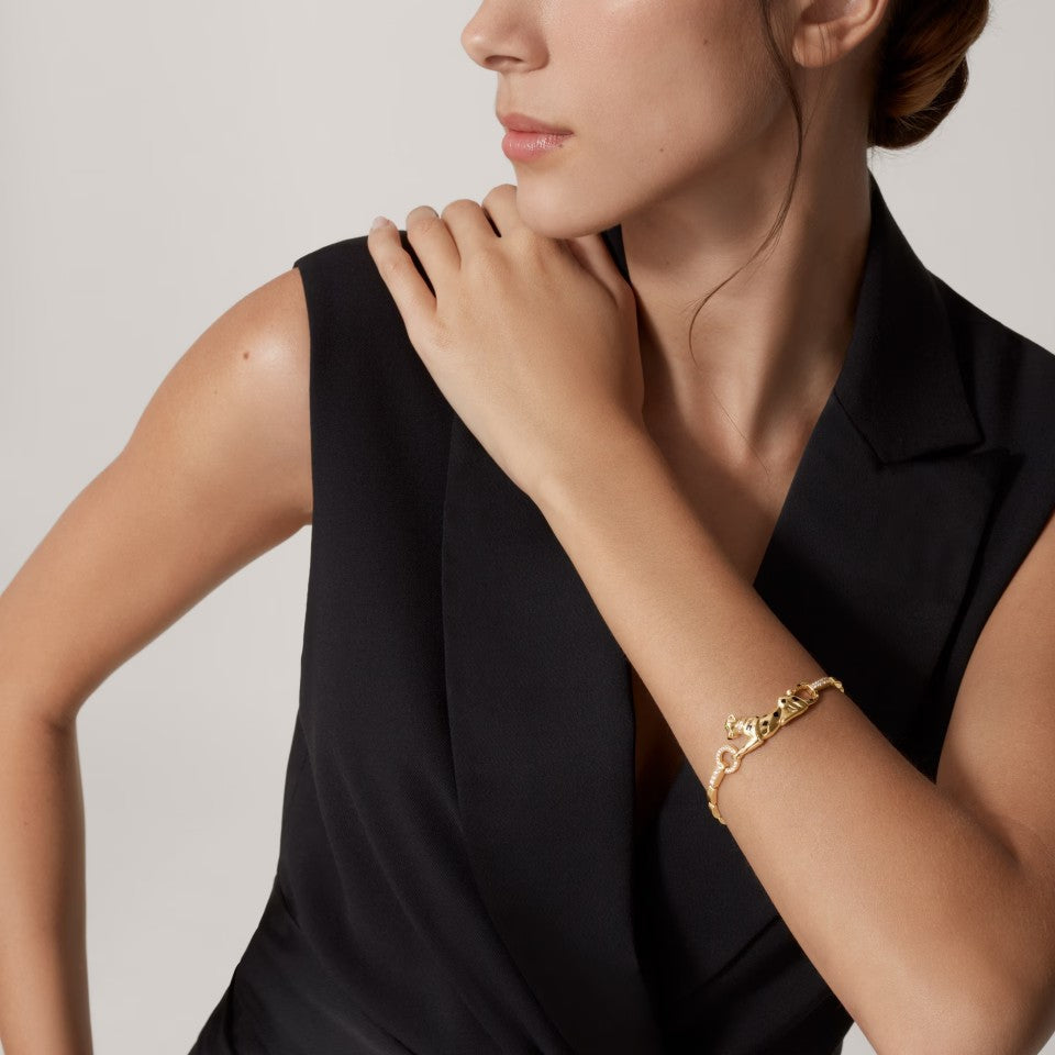 [LUXE JEWELRY] PANTHERE HALF DIAMOND ON CHAIN BRACELET