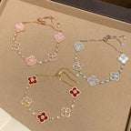 [LUXE JEWELRY]CLOVER 5 MOTIF PINK BLUE RED WHITE BRACELET