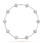[LUXE JEWELRY]CLOVER 10 MOTIFS BLUE CHALCEDONY NECKLACE
