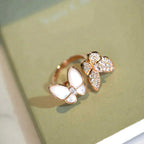 [LUXE JEWELRY]TWIN BUTTERFLY DIAMOND MOP RING