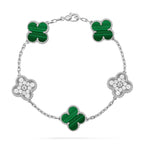 [LUXE JEWELRY] CLOVER 5 MOTIF MALACHITE BRACELET COLLECTION