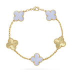 [Luxe] CLOVER 5 MOTIF PURPLE CHALCEDONY BRACELET COLLECTION