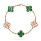 [LUXE JEWELRY] CLOVER 5 MOTIF MALACHITE BRACELET COLLECTION
