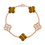 [LUXE JEWELRY] CLOVER 5 MOTIFS TIGER EYE BRACELET COLLECTION