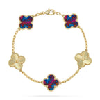 [LUXE JEWELRY]CLOVER 5 MOTIF COLOR GEMSTONES BRACELET COLLECTION