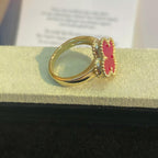 [LUXE JEWELRY]NEW CLOVER PINK ENAMEL RINGS