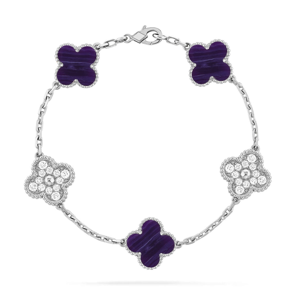 [LUXE JEWELRY]CLOVER 5 MOTIF PURPLE STRIPES BRACELET COLLECTION