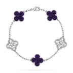 [LUXE JEWELRY]CLOVER 5 MOTIF PURPLE STRIPES BRACELET COLLECTION