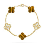 [LUXE JEWELRY] CLOVER 5 MOTIFS TIGER EYE BRACELET COLLECTION