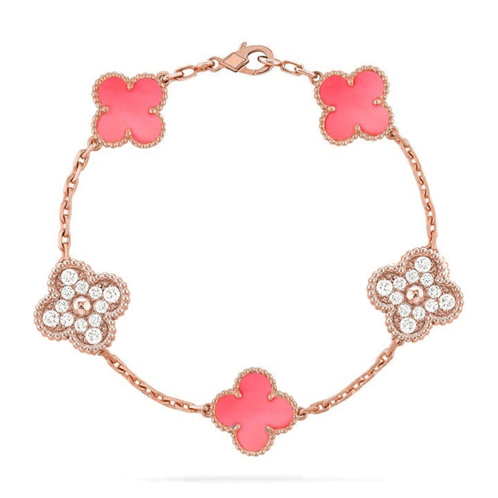 [LUXE JEWELRY] CLOVER 5 MOTIFS  PINK MOP BRACELET COLLECTION