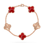 [LUXE JEWELRY]CLOVER 5 MOTIF RED PATTERN BRACELET COLLECTION