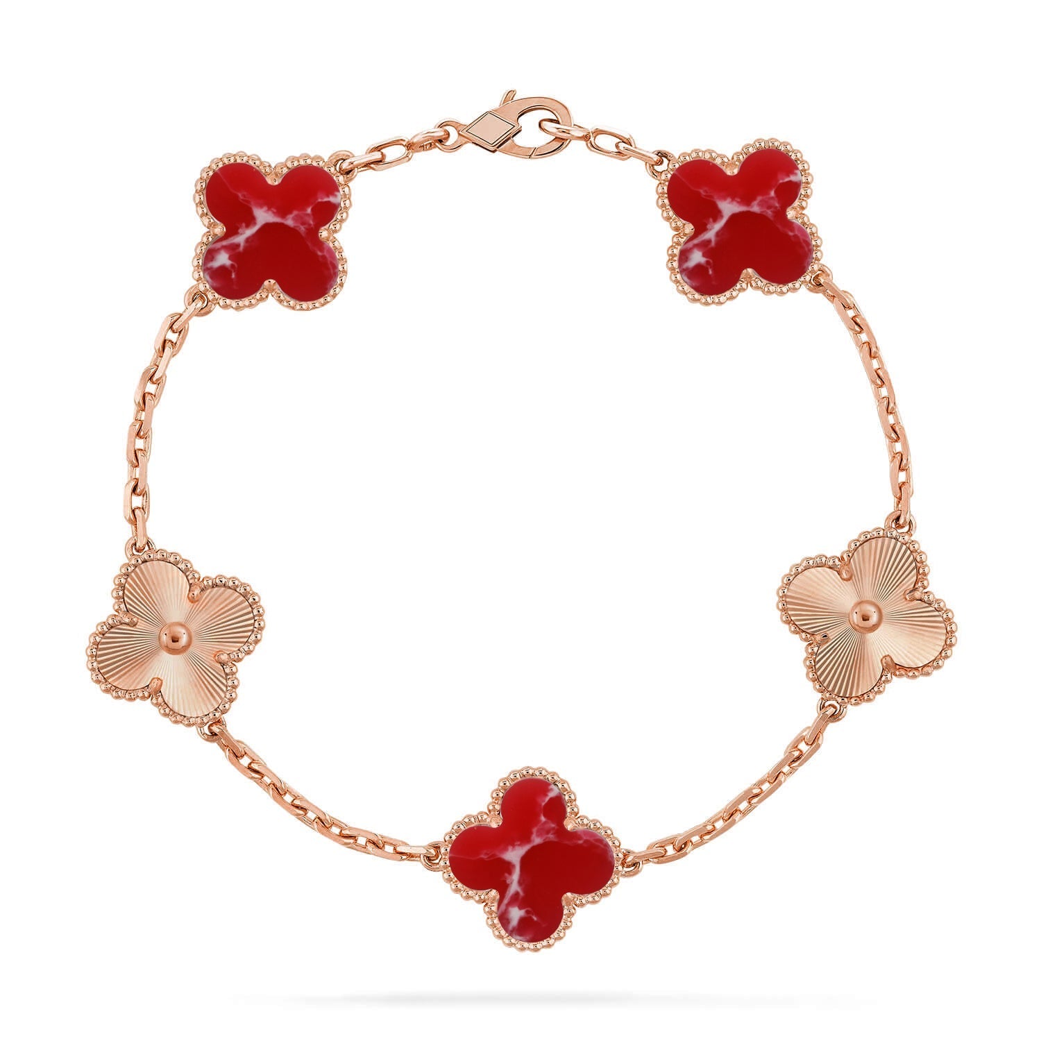 [LUXE JEWELRY]CLOVER 5 MOTIF RED PATTERN BRACELET COLLECTION