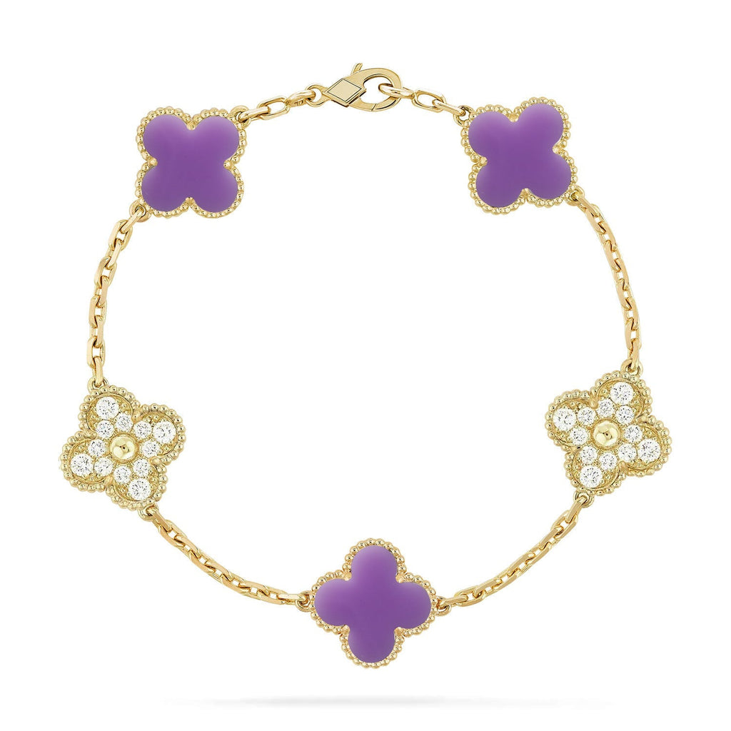 [LUXE JEWELRY]CLOVER 5 MOTIF LIGHT PURPLE BRACELET COLLECTION