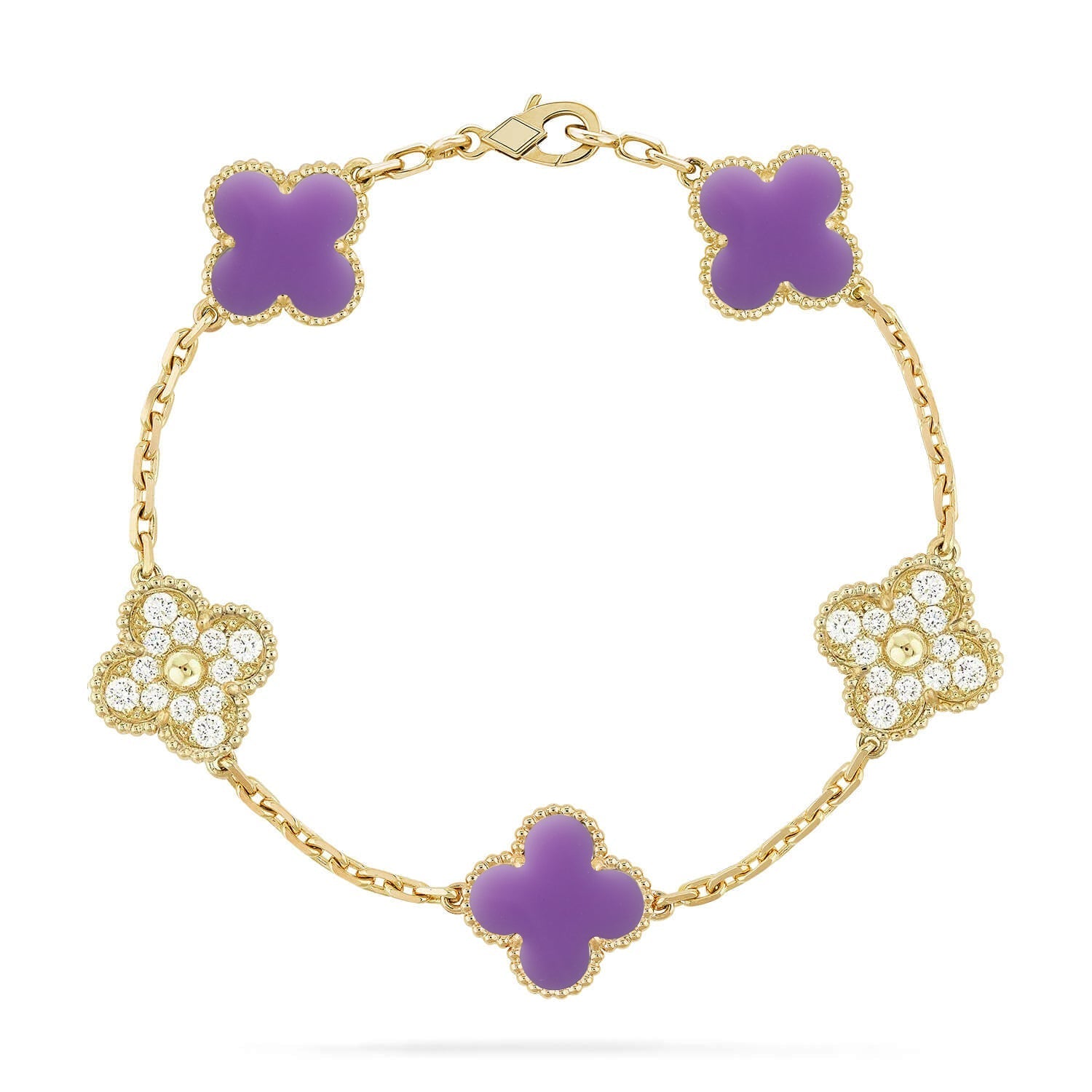 [LUXE JEWELRY]CLOVER 5 MOTIF LIGHT PURPLE BRACELET COLLECTION
