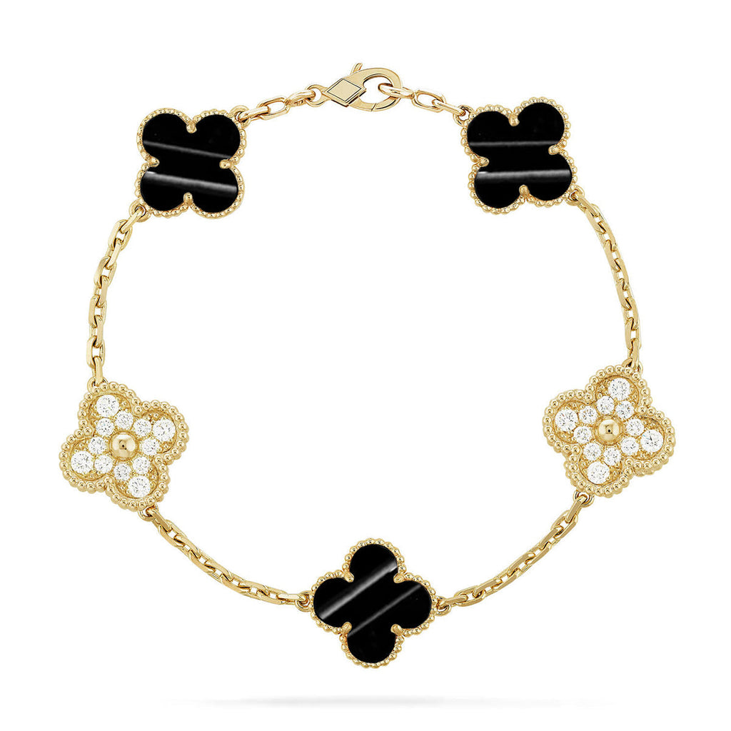 [LUXE JEWELRY] CLOVER 5 MOTIF PULSAR STONE BRACELET COLLECTION