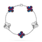 [LUXE JEWELRY]CLOVER 5 MOTIF COLOR GEMSTONES BRACELET COLLECTION