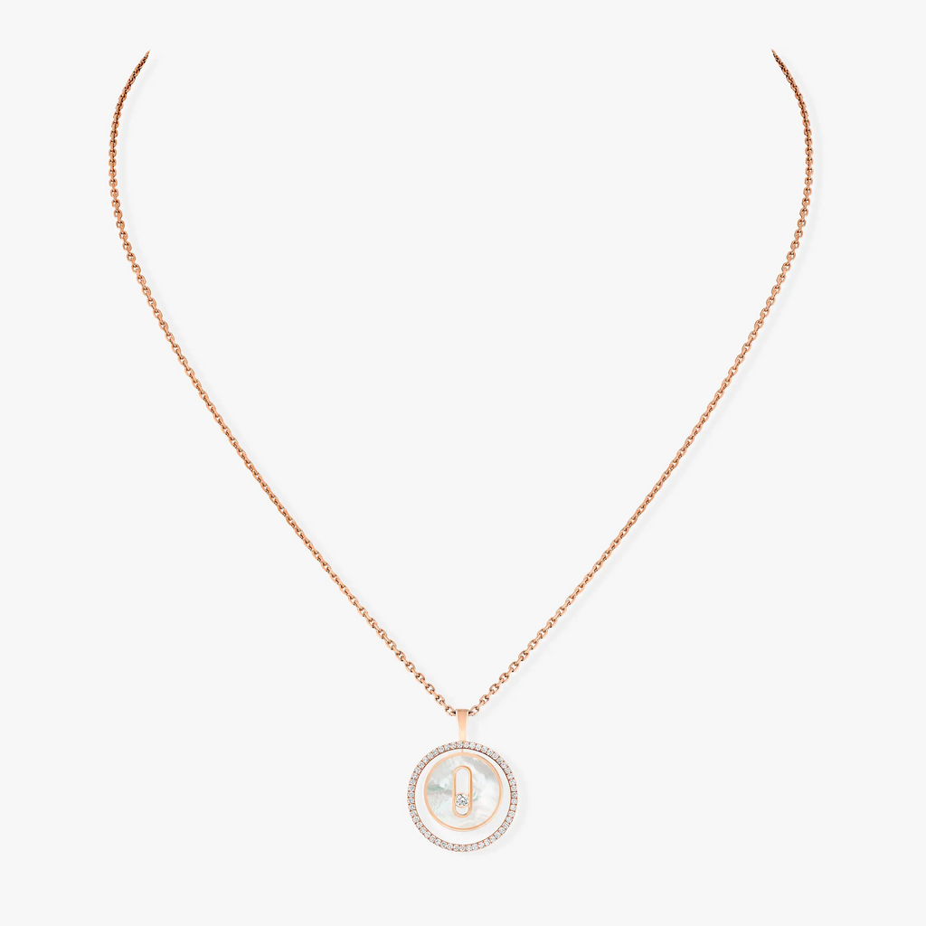 [Luxe Jewellery] LUCKY MOVE 1 DIAMOND WHITE MOTHER OF PEARL PINK GOLD DIAMOND NECKLACE