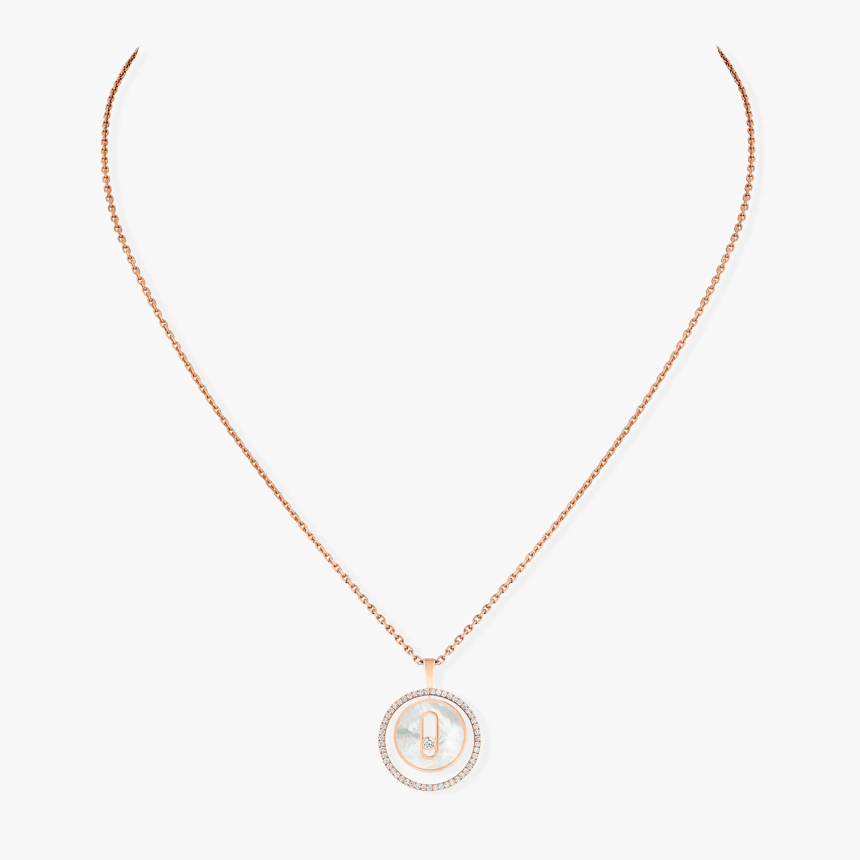 [Luxe Jewellery] LUCKY MOVE 1 DIAMOND WHITE MOTHER OF PEARL PINK GOLD DIAMOND NECKLACE