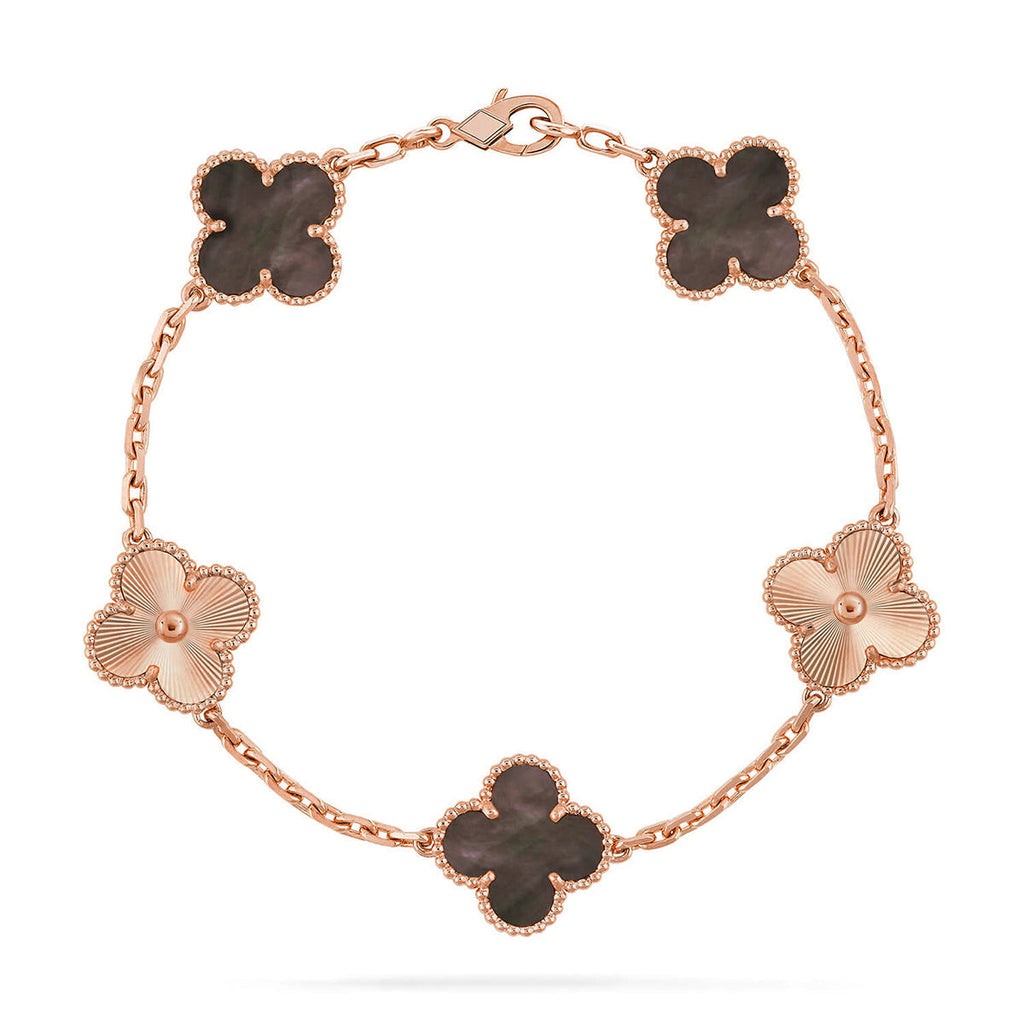 [LUXE JEWELRY] CLOVER 5 MOTIF GRAY MOP BRACELET COLLECTION