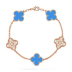 [LUXE JEWELRY] CLOVER 5 MOTIF BLUE AGATE BRACELET COLLECTION