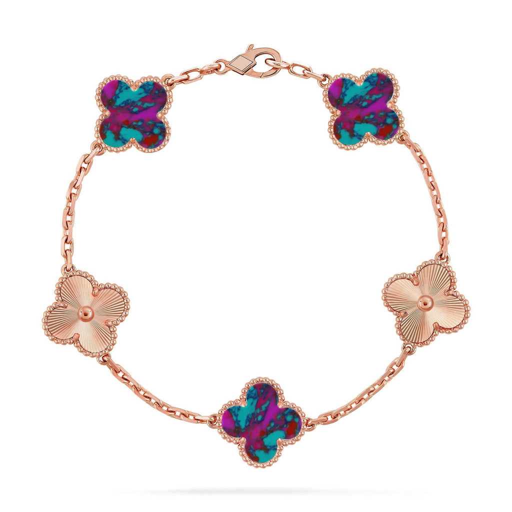 [LUXE JEWELRY]CLOVER 5 MOTIF COLOR GEMSTONES BRACELET COLLECTION