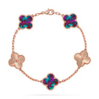[LUXE JEWELRY]CLOVER 5 MOTIF COLOR GEMSTONES BRACELET COLLECTION