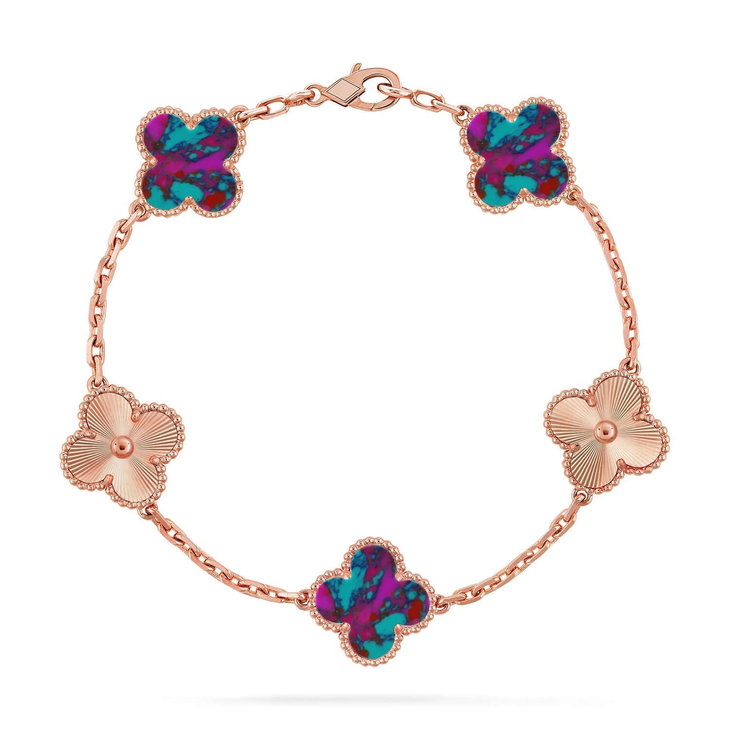 [LUXE JEWELRY]CLOVER 5 MOTIF COLOR GEMSTONES BRACELET COLLECTION