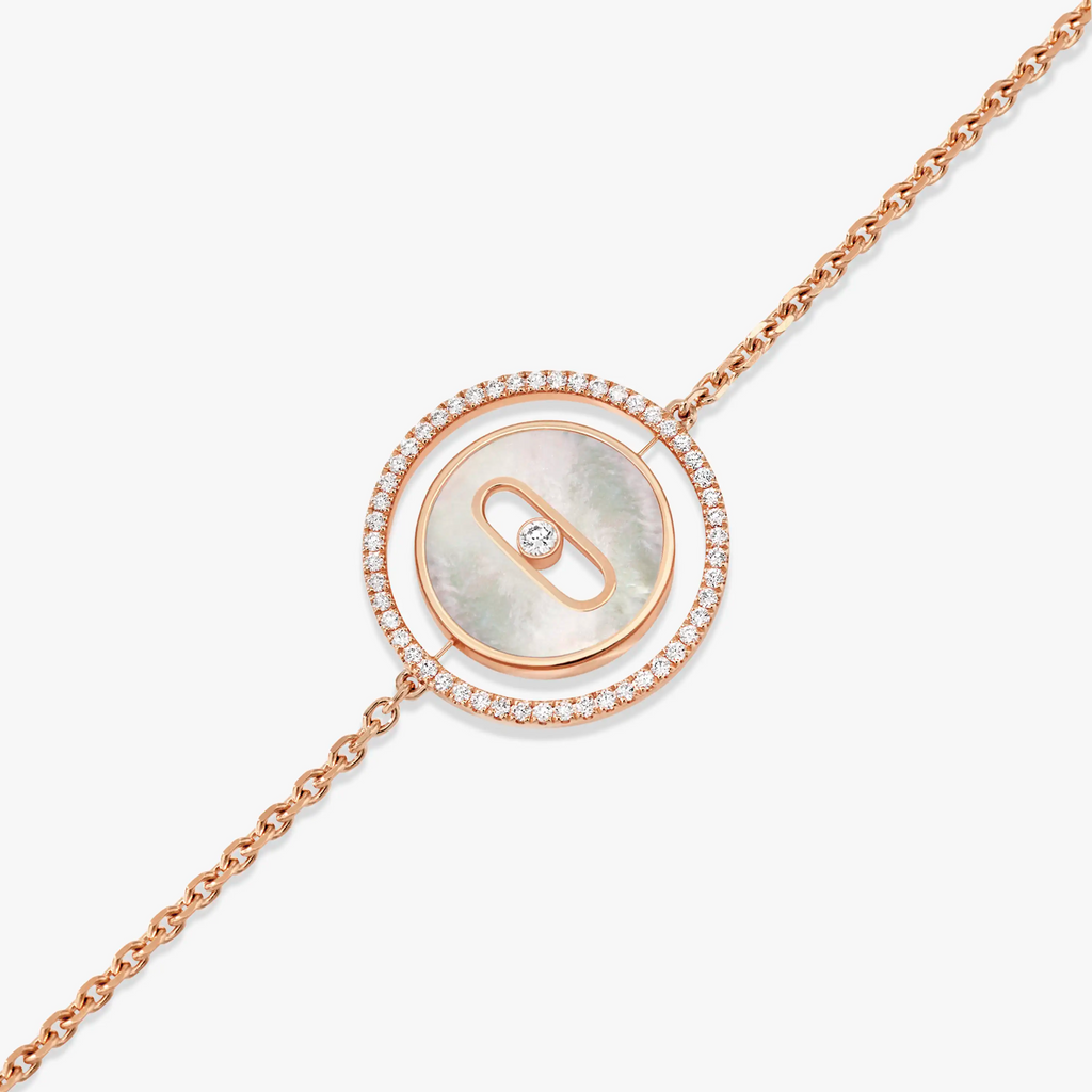 [Luxe Jewellery] LUCKY MOVE WHITE MOTHER OF PEARL PINK GOLD DIAMOND BRACELET